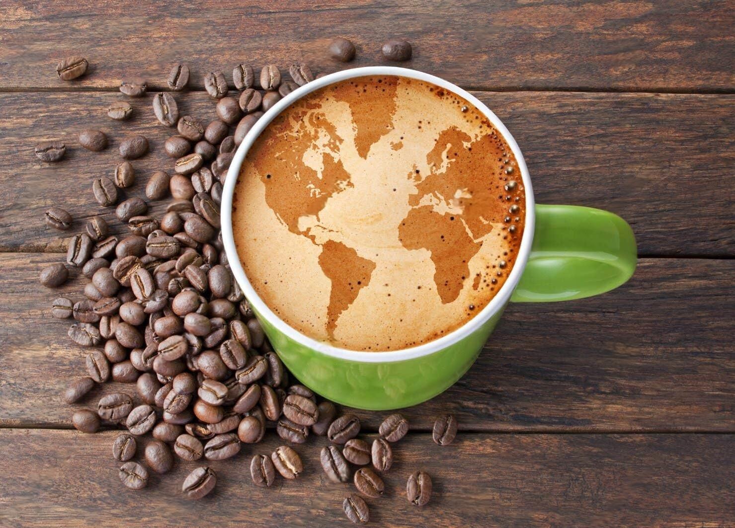 Sustainable Coffee cup containing world map Art